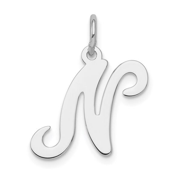 Sterling Silver, Sophia Collection, Small Script Initial N Pendant - Picture 1 of 5